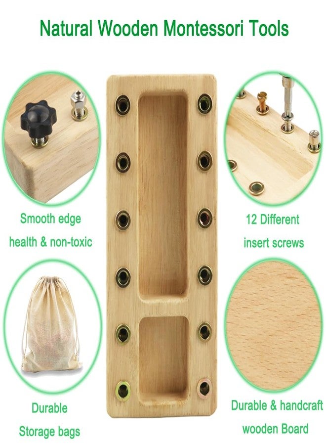 Inslat Montessori Screwdriver Board Set, Wooden Montessori Toy Tool for 3 4 5 Year Old Kids, Educational Screw Board Sensory Learning Toys STEM Fine Motor Skills Toys - Image 3