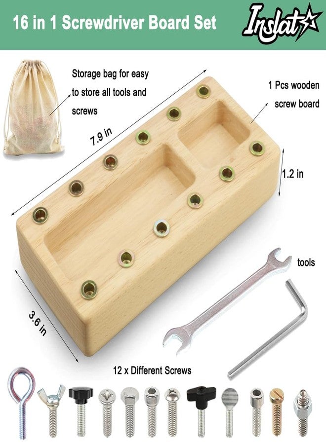 Inslat Montessori Screwdriver Board Set, Wooden Montessori Toy Tool for 3 4 5 Year Old Kids, Educational Screw Board Sensory Learning Toys STEM Fine Motor Skills Toys - Image 2