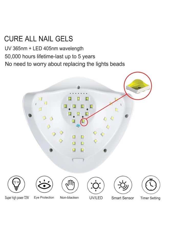 Arabest Upgrad 116 PCS Portable Electric Nail Drill Polish File Kit with 120W UV LED Nail Lamp Gel Manicure Dryer Lamp,Acrylic Nails Gel Polishing Shape Tools Supplies Set,Manicure Pedicure Nail Files DIY - Image 2