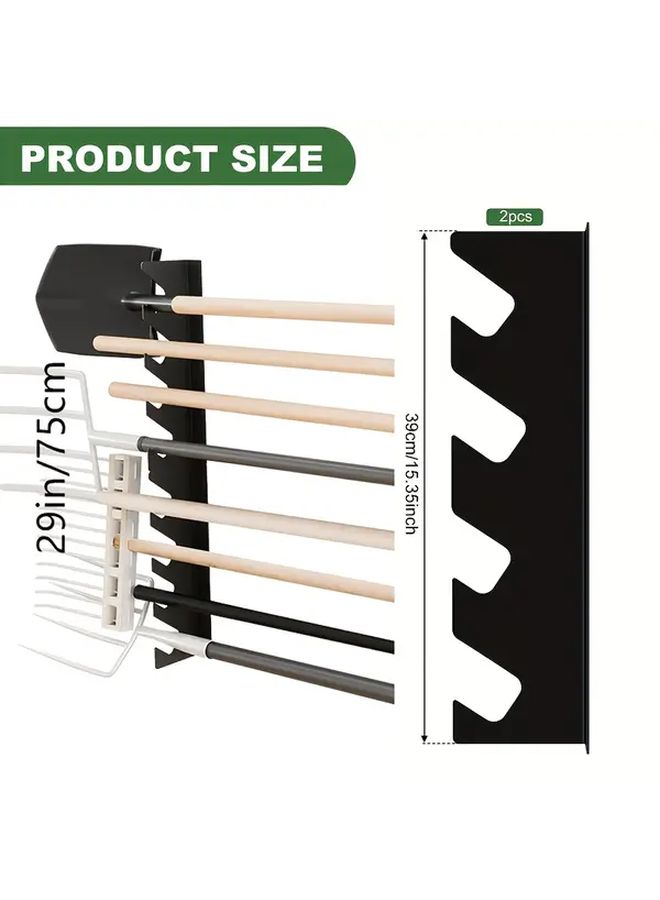 4 Hole Heavy Duty Metal Garden Tool Holder Wall Mounted Organizer Shovel Rake Storage - Image 3