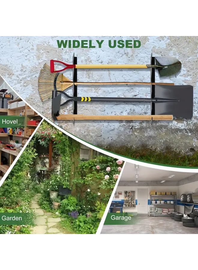 4 Hole Heavy Duty Metal Garden Tool Holder Wall Mounted Organizer Shovel Rake Storage - Image 4