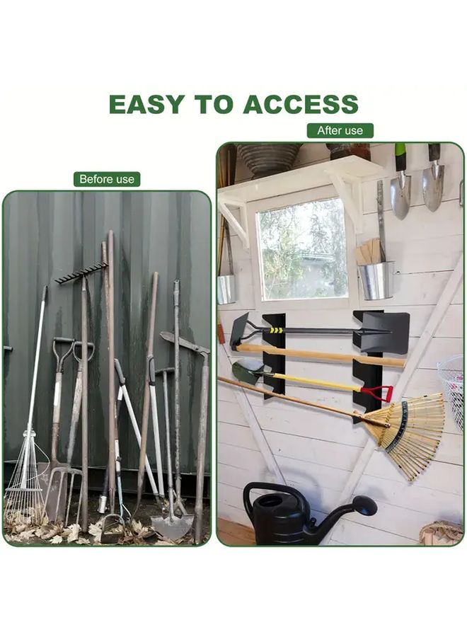 4 Hole Heavy Duty Metal Garden Tool Holder Wall Mounted Organizer Shovel Rake Storage - Image 2