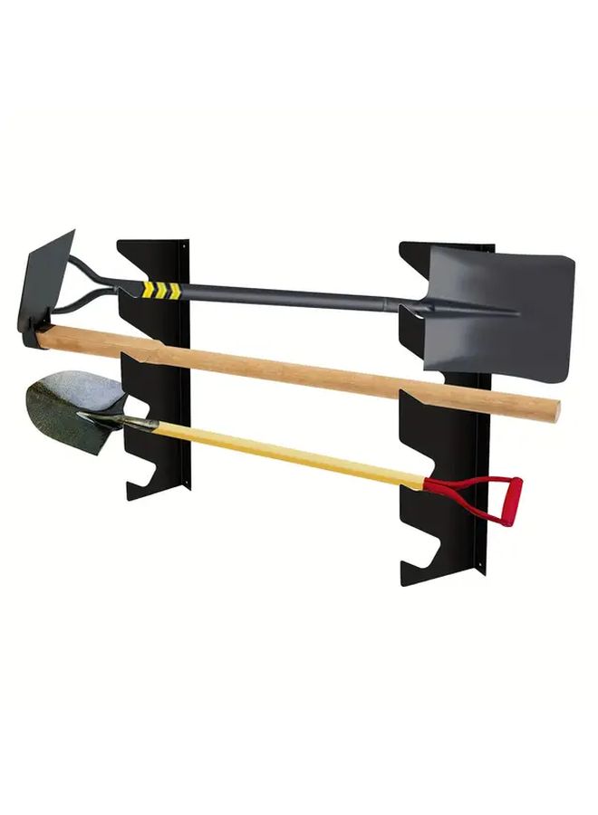 4 Hole Heavy Duty Metal Garden Tool Holder Wall Mounted Organizer Shovel Rake Storage - Image 1