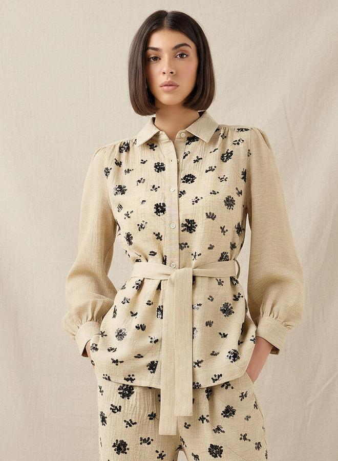 Splash FAV Belted Shirt with Sequins - Image 1