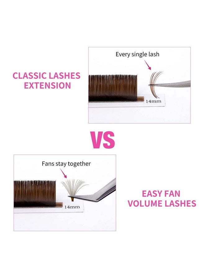 FADLASH Brown Lash Extensions Easy Fan Volume Lashes Colored Lash Extensions Cd Curl Volume Lash Extension 0.07 Fadlash Self Fanning Eyelash Extensions (Dark Brown0.07C 814Mm) - Image 2