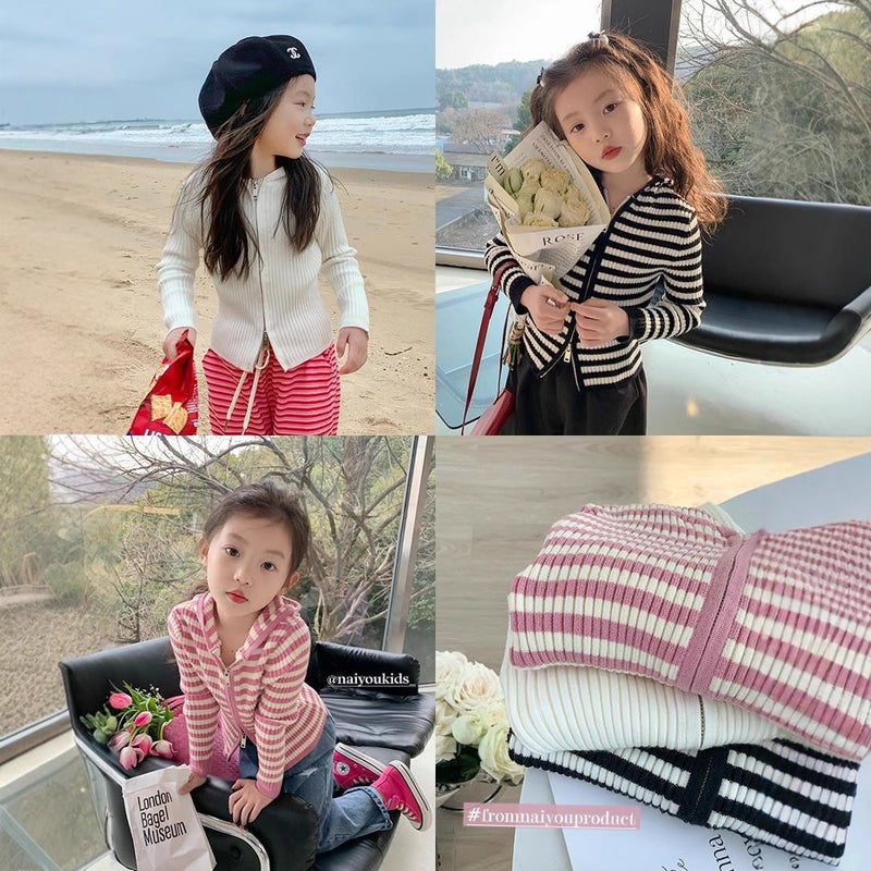 Cream Soft Waxy Children'S Wear Girls' Sweater Children'S Knitted Cardigan Hooded Baby Top - Image 2