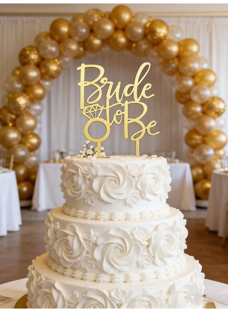 Bride To Be Cake Topper Sparkling Acrylic Gold Cake Decorations Wedding Cake Toppers for The Bride Engagement Wedding Bridal Shower Party Decoration - Image 1