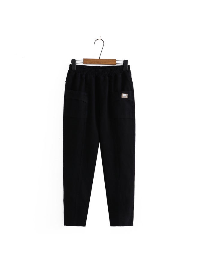 Middle-aged Mother Elastic Waist Torso Pants Loose High Waist Casual Wen's Pants Spring And Autumn Nine Harem Pants Western Style