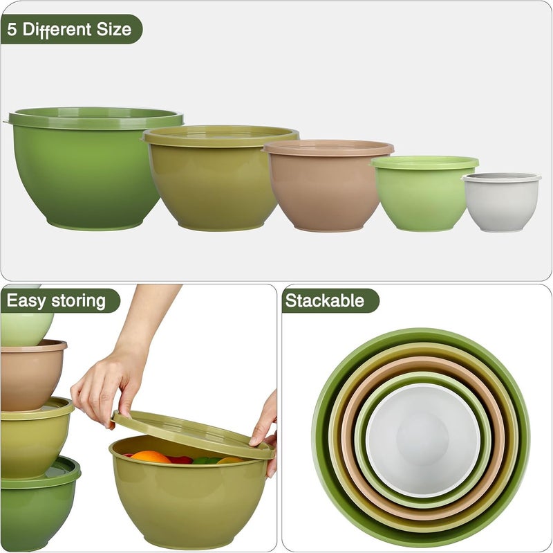 Greentainer Mixing Bowls Set with Lid, Plastic Salad Bowl, Stackable Nesting Bowl Set for Kitchen, Large Bowl Set, Serving Bowls Ideal for Mixing and Serving, BPA-Free - Image 4