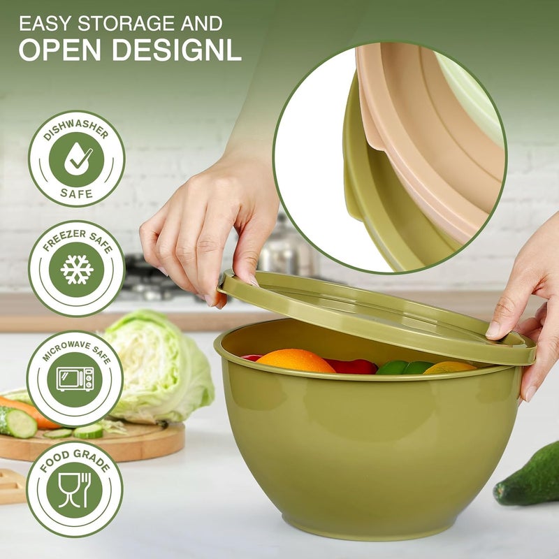 Greentainer Mixing Bowls Set with Lid, Plastic Salad Bowl, Stackable Nesting Bowl Set for Kitchen, Large Bowl Set, Serving Bowls Ideal for Mixing and Serving, BPA-Free - Image 5