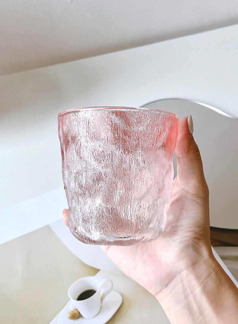 6-Piece Pink Textured Glass Drinking Cups – 280ML Each, Premium Decorative Glassware For Coffee，Water, Juice & Beverages - Image 2