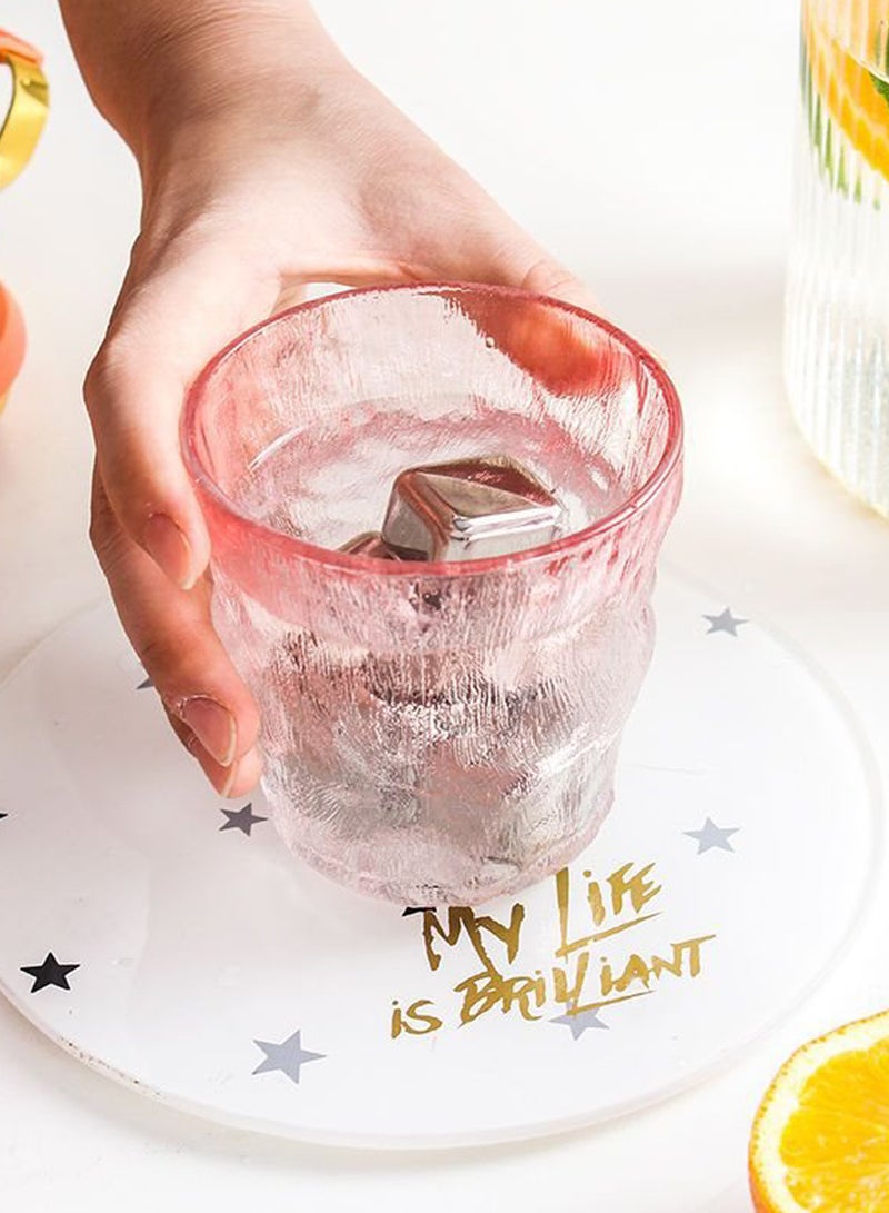 6-Piece Pink Textured Glass Drinking Cups – 280ML Each, Premium Decorative Glassware For Coffee，Water, Juice & Beverages - Image 4