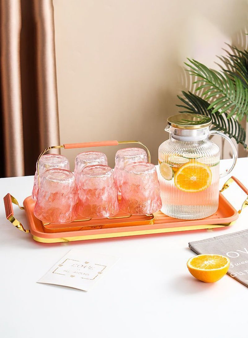 6-Piece Pink Textured Glass Drinking Cups – 280ML Each, Premium Decorative Glassware For Coffee，Water, Juice & Beverages - Image 5