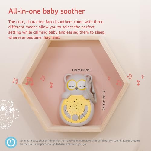 Cloud b Travel Comforting Sound Machine w/Calming Light | 4 White Noise and 4 Lullabies | Re-Activating Smart Sensor | Sweet Dreamz On The Go™ - Owl - Image 4
