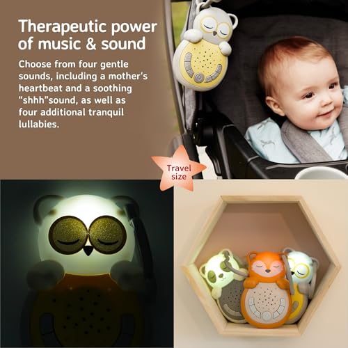 Cloud b Travel Comforting Sound Machine w/Calming Light | 4 White Noise and 4 Lullabies | Re-Activating Smart Sensor | Sweet Dreamz On The Go™ - Owl - Image 3