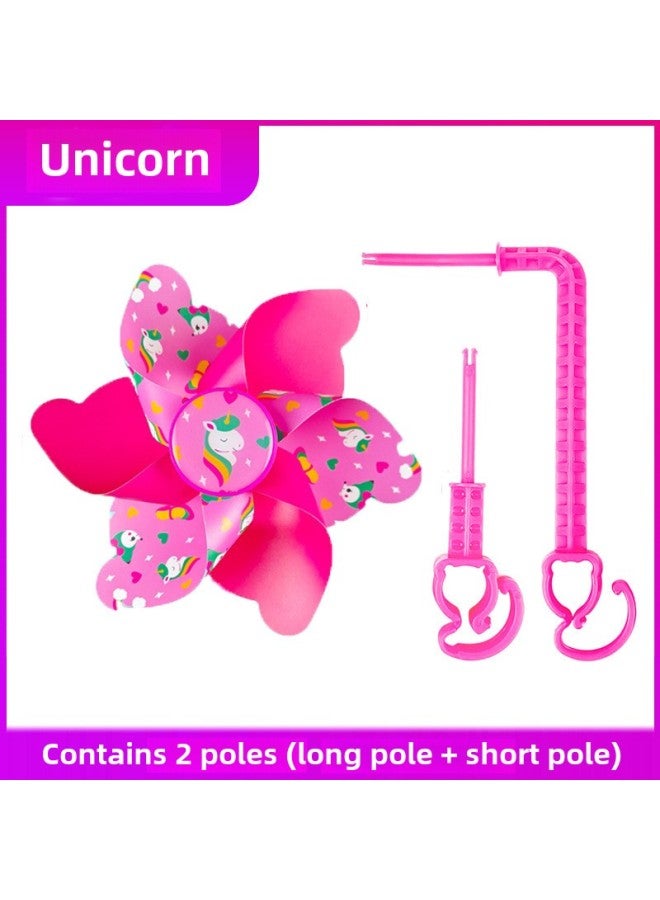 Colorful Rotating Windmill Children's Scooter Bicycle Stroller Decorative Pendant Small Windmill Outdoor Toys-Color:1 Long And Short Windmill - Image 1