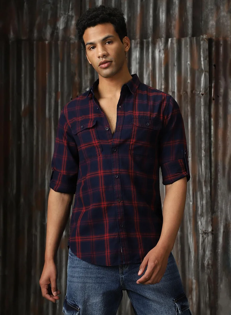 هاي ستار Men's Multicoloured 100% Cotton Checkered Button Down Regular Fit Shirt