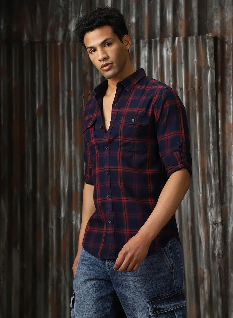 هاي ستار Men's Multicoloured 100% Cotton Checkered Button Down Regular Fit Shirt
