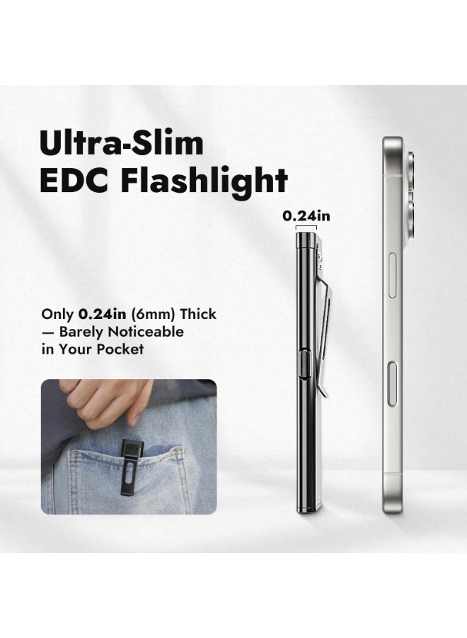 T7 EDC Flashlight, Compact Multi-Mode Pocket LED Flashlight, USB-C Rechargeable, IPX4, Dual Material, Red/Blue Strobe - Image 3