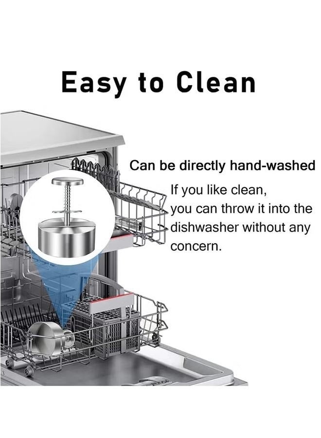 صانعة البرجر المصنوعة من الفولاذ المقاوم للصدأ، صانعة فطائر البرجر، مكبس برجر قابل للتعديل، قوالب صنع فطائر غير لاصقة للحوم البقر والخضروات - Image 4