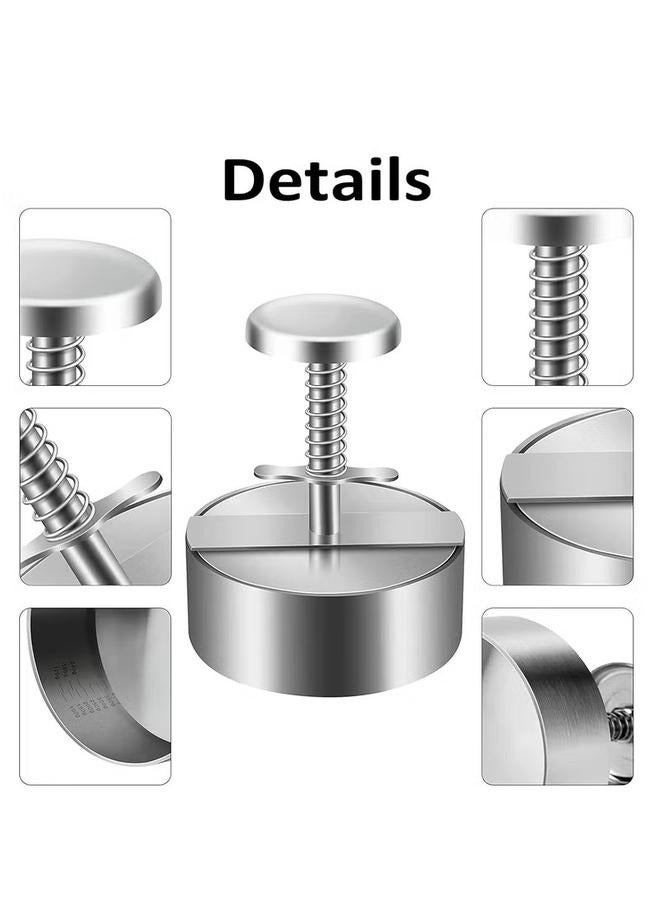 صانعة البرجر المصنوعة من الفولاذ المقاوم للصدأ، صانعة فطائر البرجر، مكبس برجر قابل للتعديل، قوالب صنع فطائر غير لاصقة للحوم البقر والخضروات - Image 5