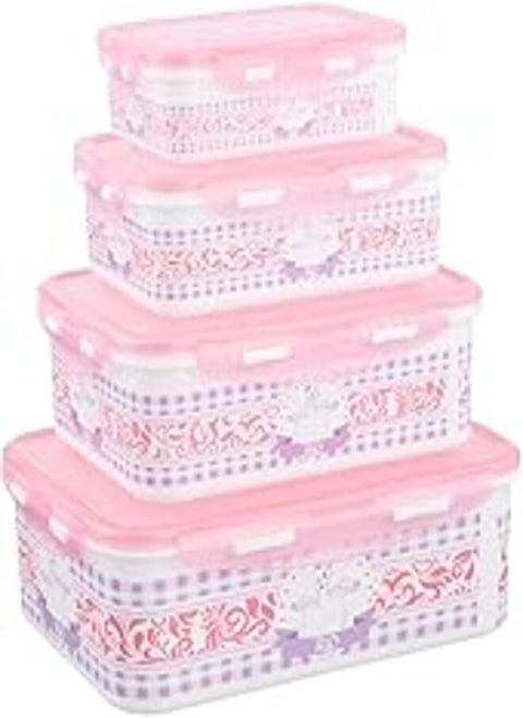 Agfa Plastic Rectangular Food Container Set with Lid, 4 Pieces, 23×17 cm - Multi Color