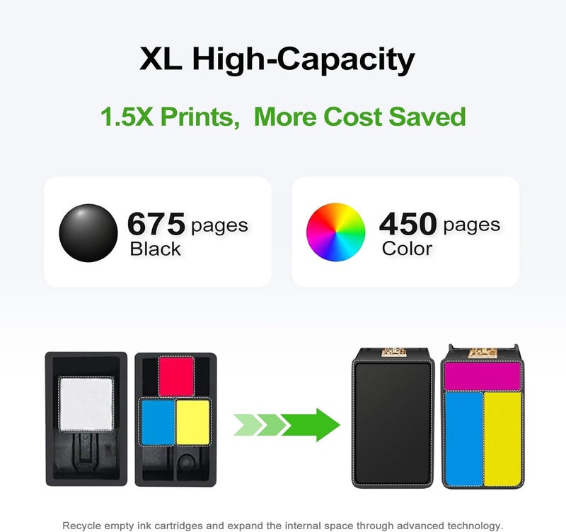 Ankink 4x Capacity 63XL Ink Cartridges Black and Color Combo Pack Replacement for HP Ink 63 XL Officejet 3830 4650 4652 4655 5200 5252 5255 5258 Envy 4520 4512 Deskjet 1112 2132 3630 3632 Printer HP63 - Image 4