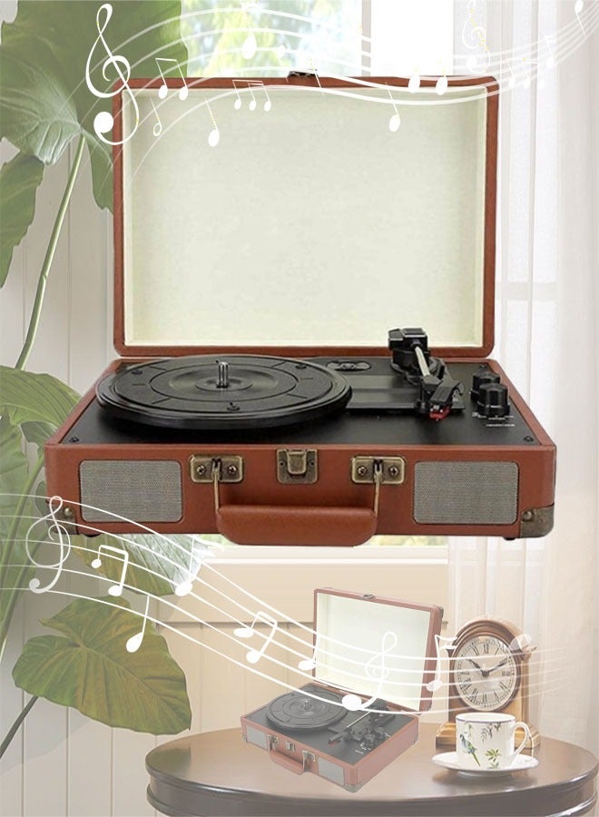 Portable Gramophone Vinyl Record Player Vintage Classic Turntable Phonograph  Stereo Sound with Built-in Stereo Speakers - Image 1