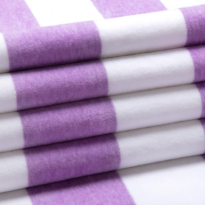 HENBAY Cotton Oversized Beach Towel - Large 70 x 35 Inch Pool Towel, Purple Striped Quick Dry Swimming Cabana Towel - Image 2