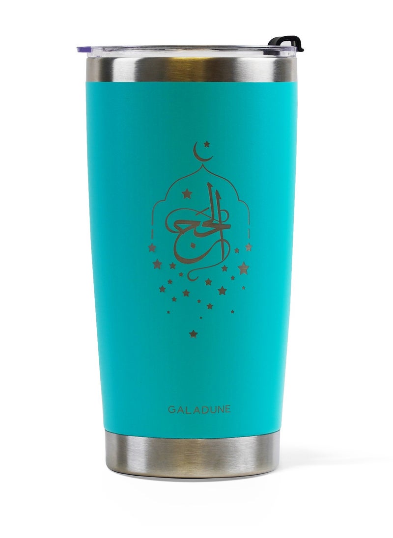 GALADUNE Stainless Steel Travel Coffee Mug, Double Wall Vacuum Insulated, 20 Ounces, Suitable for Iced or Hot Drinks, Light blue star and moon  - Image 1