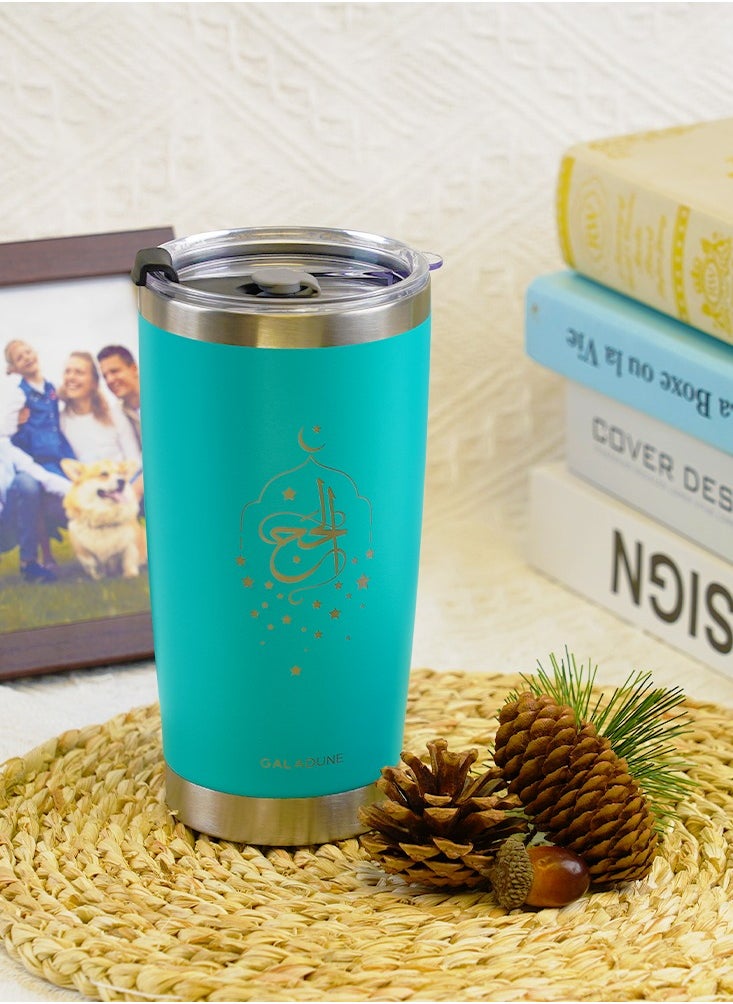 GALADUNE Stainless Steel Travel Coffee Mug, Double Wall Vacuum Insulated, 20 Ounces, Suitable for Iced or Hot Drinks, Light blue star and moon  - Image 4