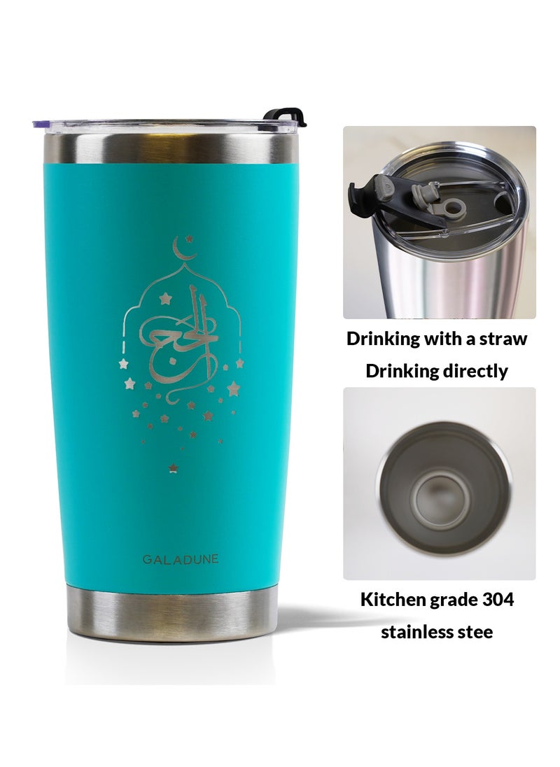 GALADUNE Stainless Steel Travel Coffee Mug, Double Wall Vacuum Insulated, 20 Ounces, Suitable for Iced or Hot Drinks, Light blue star and moon  - Image 5