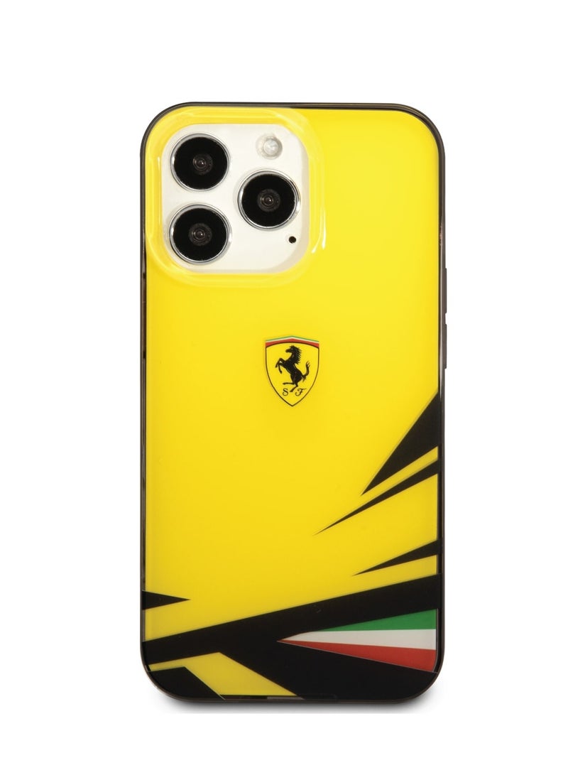 Ferrari iPhone 14 Pro Max Case PC/TPU Back Cover with Double Layer Print / Lifted Ring Case / Double Layer Grass Print / Slim Profile / Easy Snap-On / Drop & Bumper Protection - Yellow - Image 2