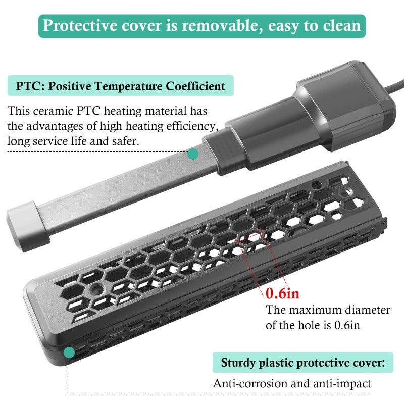 HITOP Aquarium PTC Heater with Controller: 200W 300W 400W Digital Heater for Fish Tank and Turtle Tank 40-100Gallon, with Protective Cover - Image 3