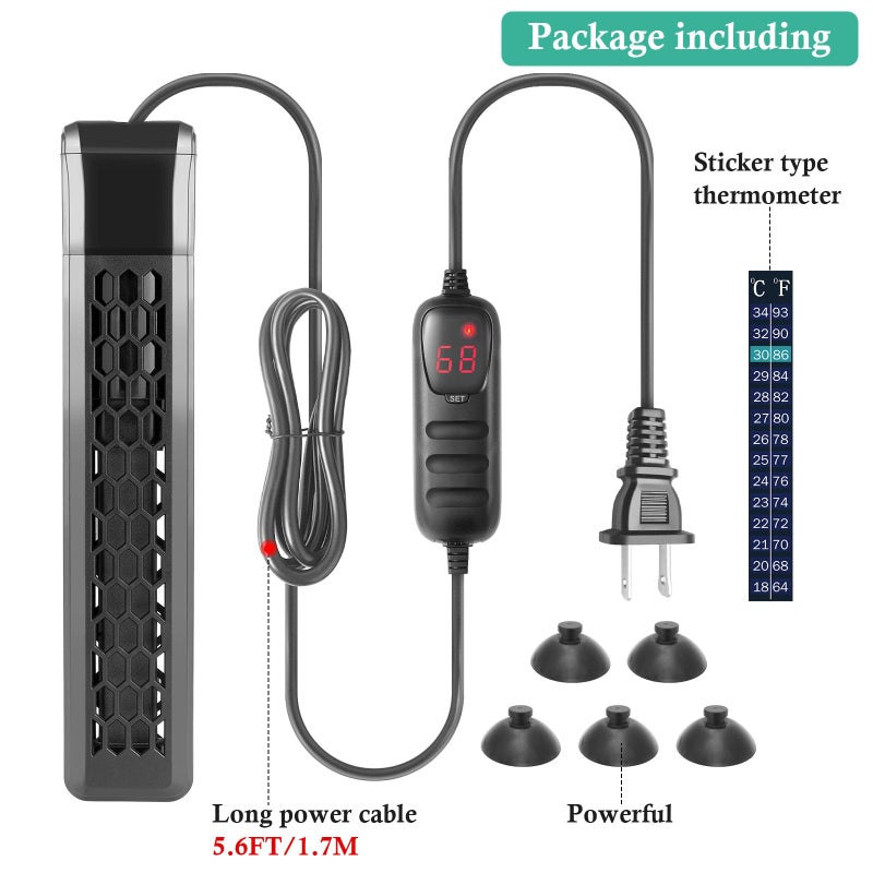 HITOP Aquarium PTC Heater with Controller: 200W 300W 400W Digital Heater for Fish Tank and Turtle Tank 40-100Gallon, with Protective Cover - Image 5