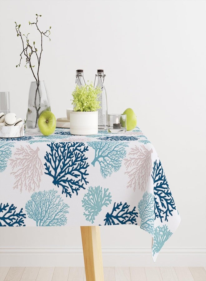 weesire Ocean Tablecloth Coastal Nautical Rectangle Tablecloth Coral Print Ocean Themed Beach Decorative Waterproof Table Covers for Outdoor Dining Room Kitchen Living Room, 60x120 Inches, Navy/Blue/Teal/ - Image 2