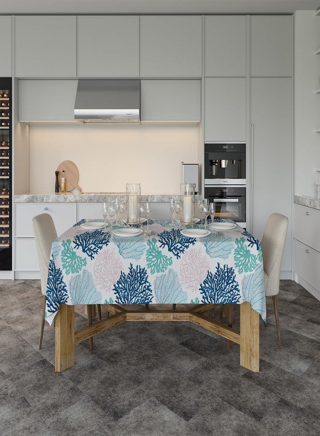 weesire Ocean Tablecloth Coastal Nautical Rectangle Tablecloth Coral Print Ocean Themed Beach Decorative Waterproof Table Covers for Outdoor Dining Room Kitchen Living Room, 60x120 Inches, Navy/Blue/Teal/ - Image 5