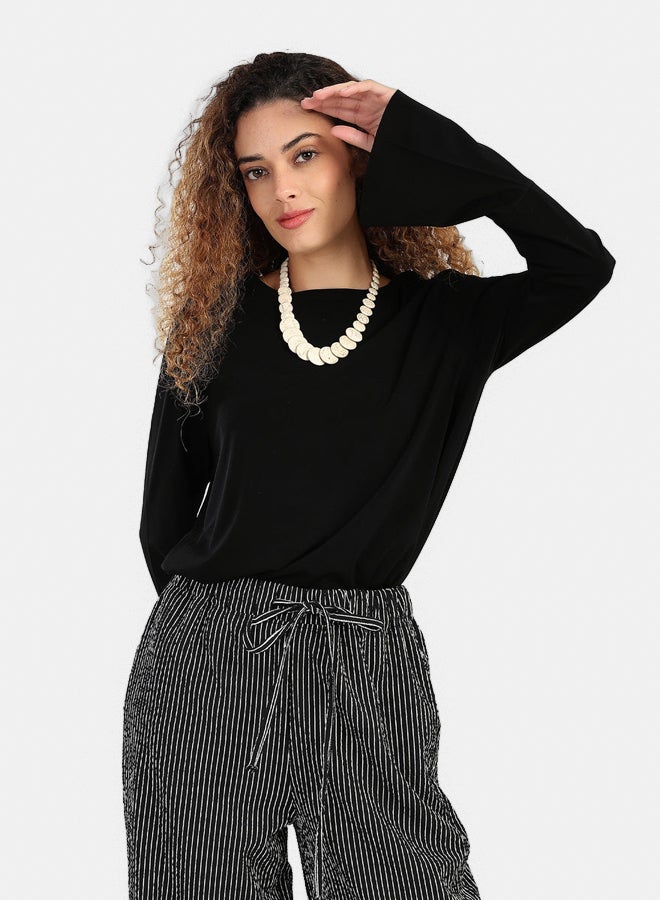 Carina Black Blouse with Bell Sleeves - Image 1