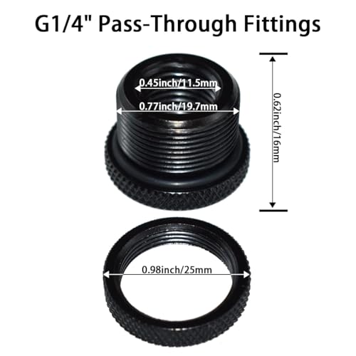 MARRTEUM G1/4" Pass-Through Fittings Extender Connector with Sealed O-Ring for Computer Water Cooling System, Black, 2 Pack - Image 2