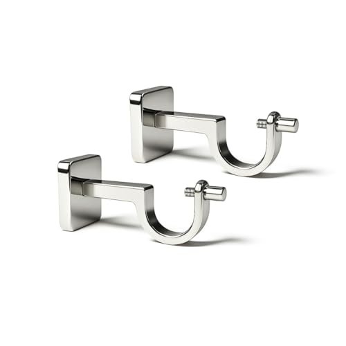 Colornest Silver Curtain Rod Brackets for 1-Inch Curtain Pole | Premium Metal Curtain Holders, 35 Kg Load Capacity| Wall Mount Support Hardware - 2 pcs - Image 1