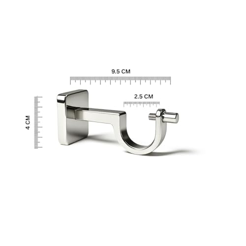 Colornest Silver Curtain Rod Brackets for 1-Inch Curtain Pole | Premium Metal Curtain Holders, 35 Kg Load Capacity| Wall Mount Support Hardware - 2 pcs - Image 2