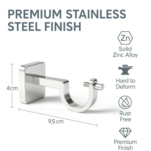 Colornest Silver Curtain Rod Brackets for 1-Inch Curtain Pole | Premium Metal Curtain Holders, 35 Kg Load Capacity| Wall Mount Support Hardware - 2 pcs - Image 3