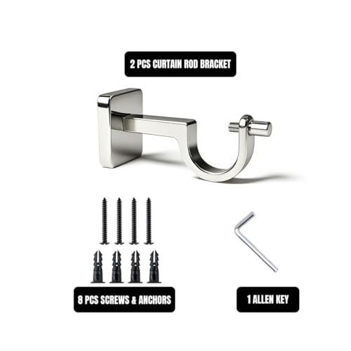 Colornest Silver Curtain Rod Brackets for 1-Inch Curtain Pole | Premium Metal Curtain Holders, 35 Kg Load Capacity| Wall Mount Support Hardware - 2 pcs - Image 4
