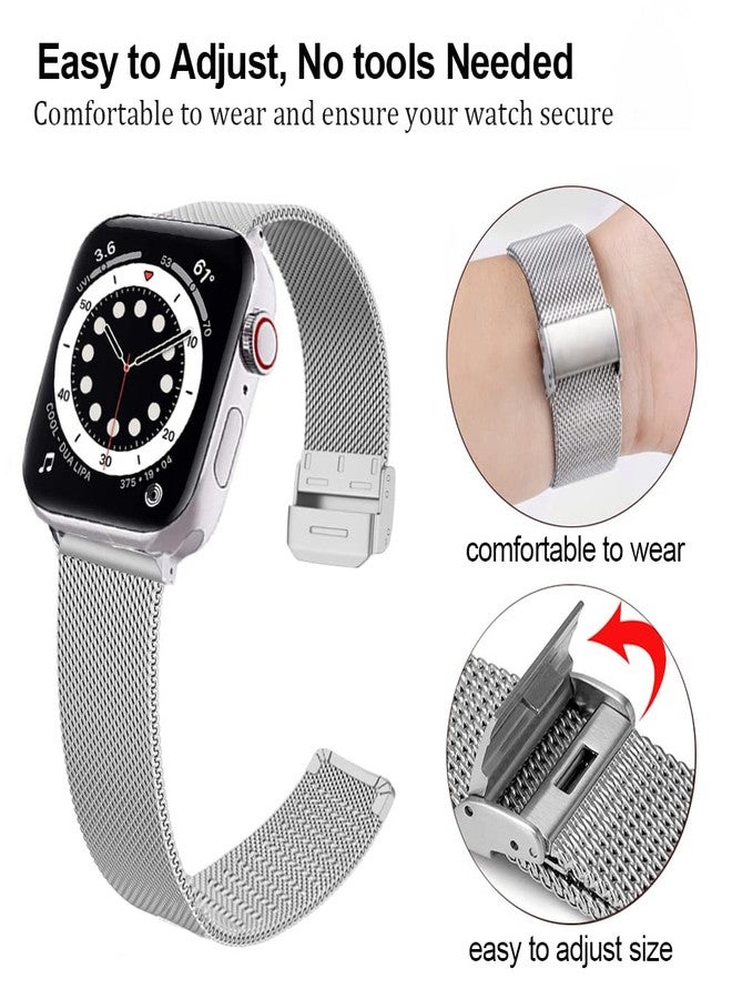 DEALELE Strap Compatible with Apple Watch 49mm 46mm 42mm 45mm 41mm 44mm 40mm 38mm, Stainless Steel Metal Mesh Replacement Bands for iWatch Series 10/9 / 8/7 / 6/5 / 4/3 / SE/Ultra Women Men, - Image 3