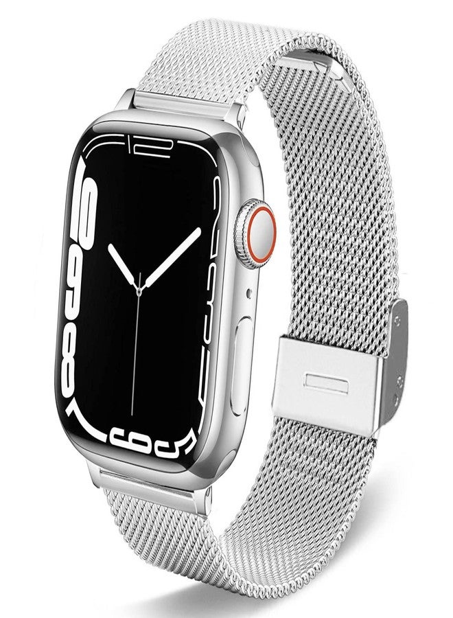 DEALELE Strap Compatible with Apple Watch 49mm 46mm 42mm 45mm 41mm 44mm 40mm 38mm, Stainless Steel Metal Mesh Replacement Bands for iWatch Series 10/9 / 8/7 / 6/5 / 4/3 / SE/Ultra Women Men, - Image 1