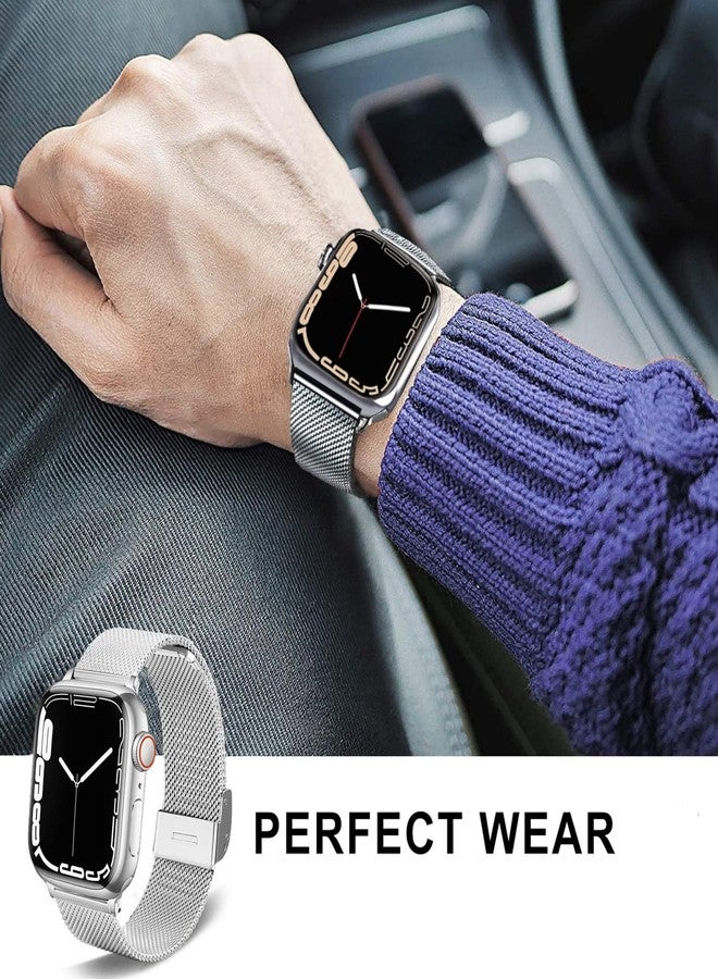 DEALELE Strap Compatible with Apple Watch 49mm 46mm 42mm 45mm 41mm 44mm 40mm 38mm, Stainless Steel Metal Mesh Replacement Bands for iWatch Series 10/9 / 8/7 / 6/5 / 4/3 / SE/Ultra Women Men, - Image 5