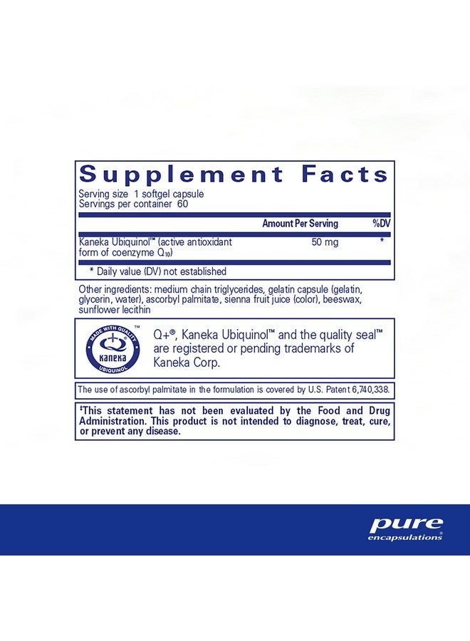 Pure Encapsulations Ubiquinol-QH 50 mg | الشكل النشط من CoQ10 لدعم صحة المناعة والطاقة الخلوية وصحة القلب والأوعية الدموية* | 60 كبسولة هلامية - Image 2