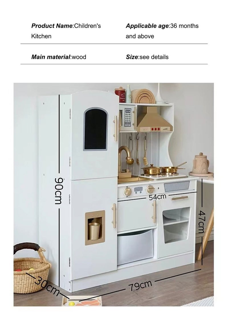 MaBaby Wooden Play Kitchen Toy Set with Light, Kids Children Pretend Toy Kitchen Playset with Sink Play Toy,Oven Microwave,Toddler Cooking Set Toy for kids  - Image 4