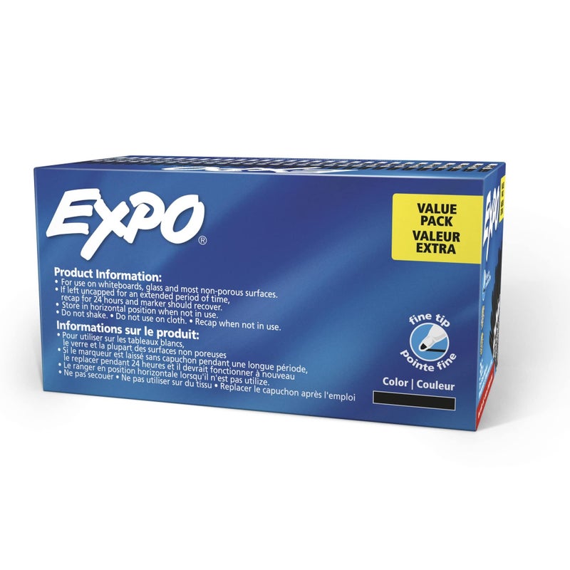 Expo علامات إكس بو الجافة القابلة للمسح، حبر برائحة منخفضة، أسود، طرف دقيق، 36 قطعة - Image 4