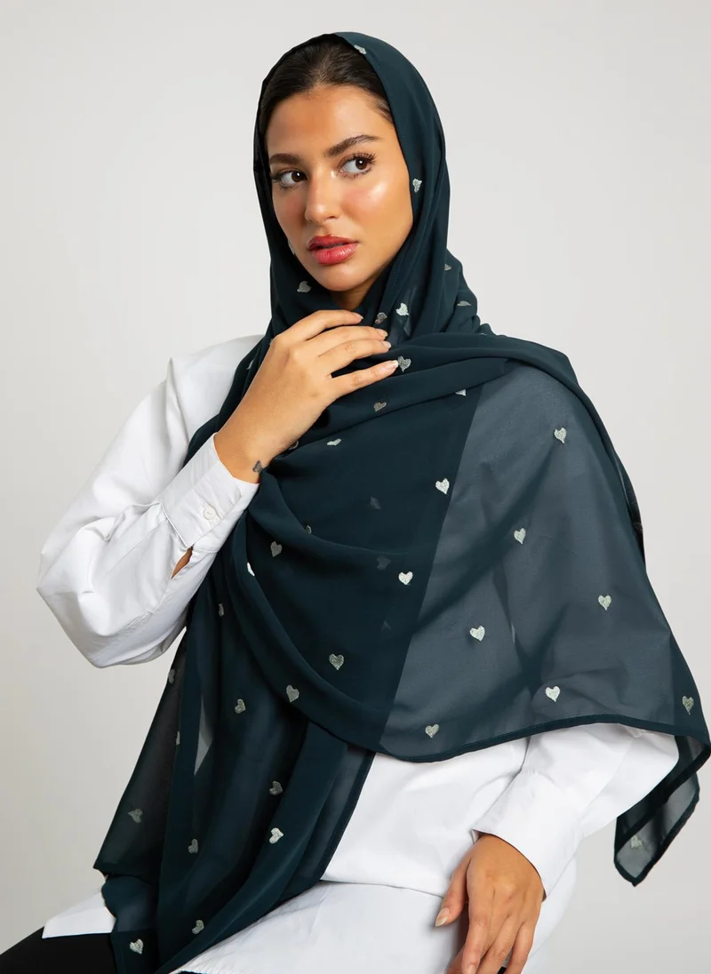 Kaafmeem Dark Green Hearts Laser Tarha
